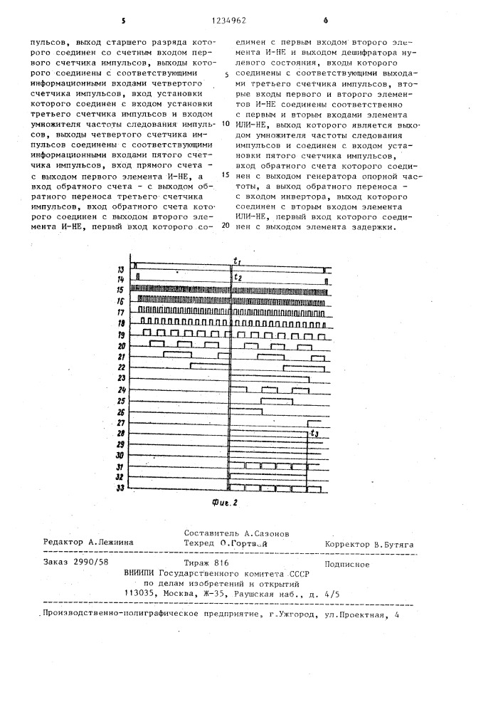 Умножитель частоты следования импульсов (патент 1234962)