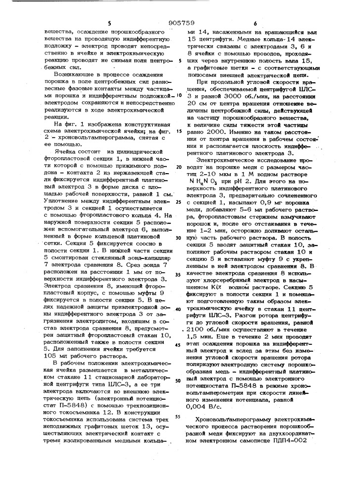 Способ проведения электрохимических исследований порошкообразных веществ (патент 905759)