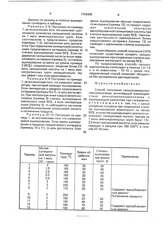 Способ получения салициламидопропилкремнезема (патент 1724306)