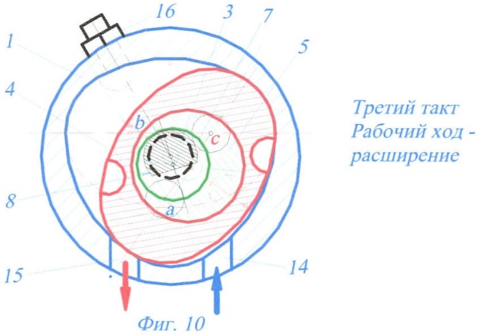 Роторно-поршневой трехтактный двигатель внутреннего сгорания (патент 2386046)