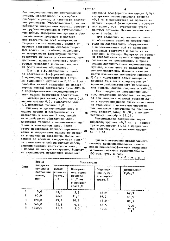 Способ кондиционирования пульпы перед процессом флотации (патент 1159637)