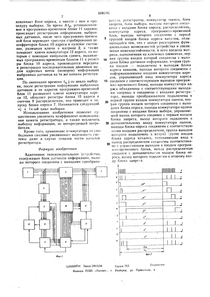Адаптивное телеизмерительное устройство (патент 608186)