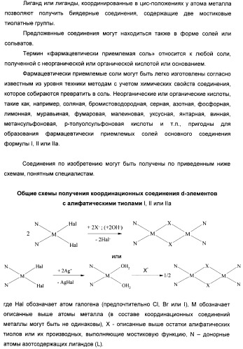 Биядерные координационные соединения биологически активных d-элементов с алифатическими тиолами как средства повышения эффективности лекарственных препаратов (патент 2417999)