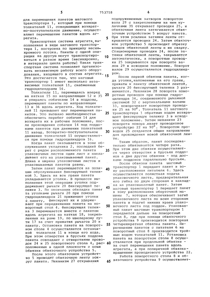 Агрегат для упаковки пакетов листов (патент 753718)