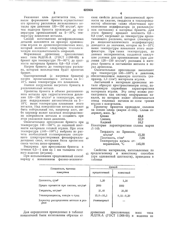 Способ изготовления антифрикционных деталей (патент 625938)