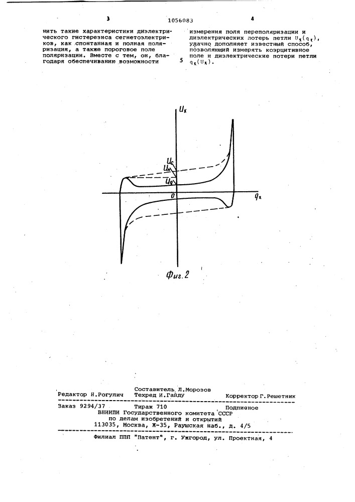 Осциллографический способ определения петли диэлектрического гистерезиса сегнетоэлектриков (патент 1056083)