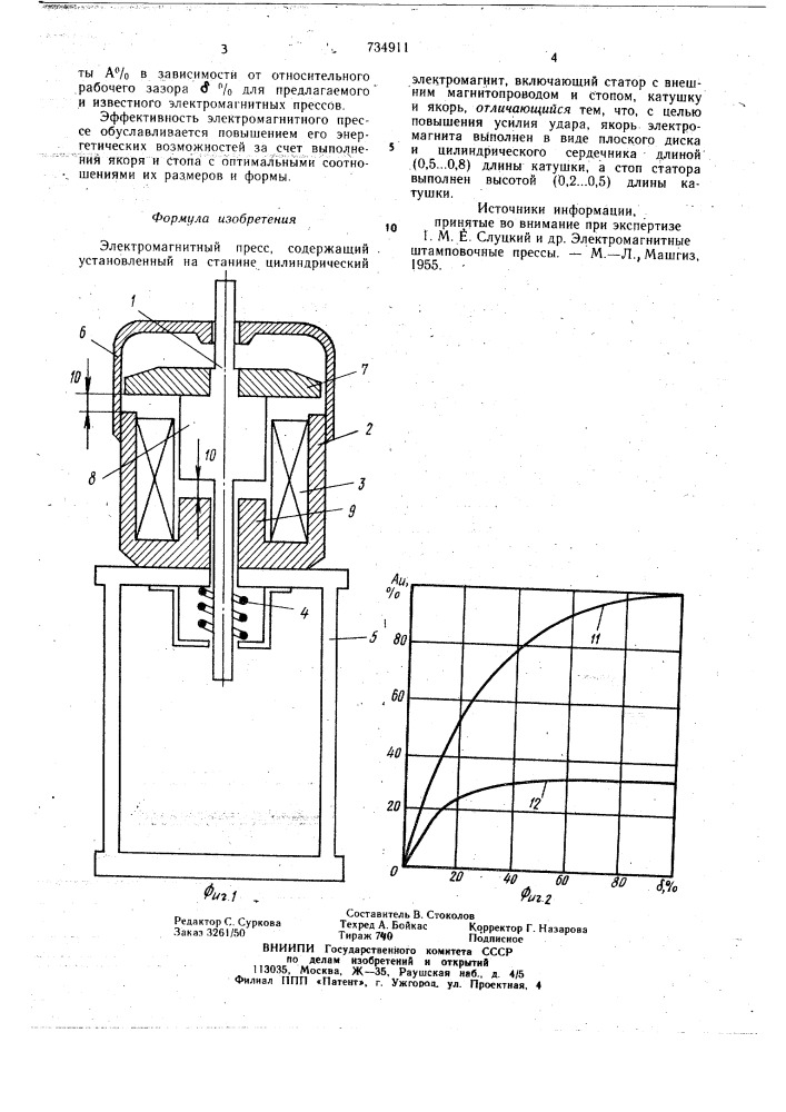 Электромагнитный пресс (патент 734911)