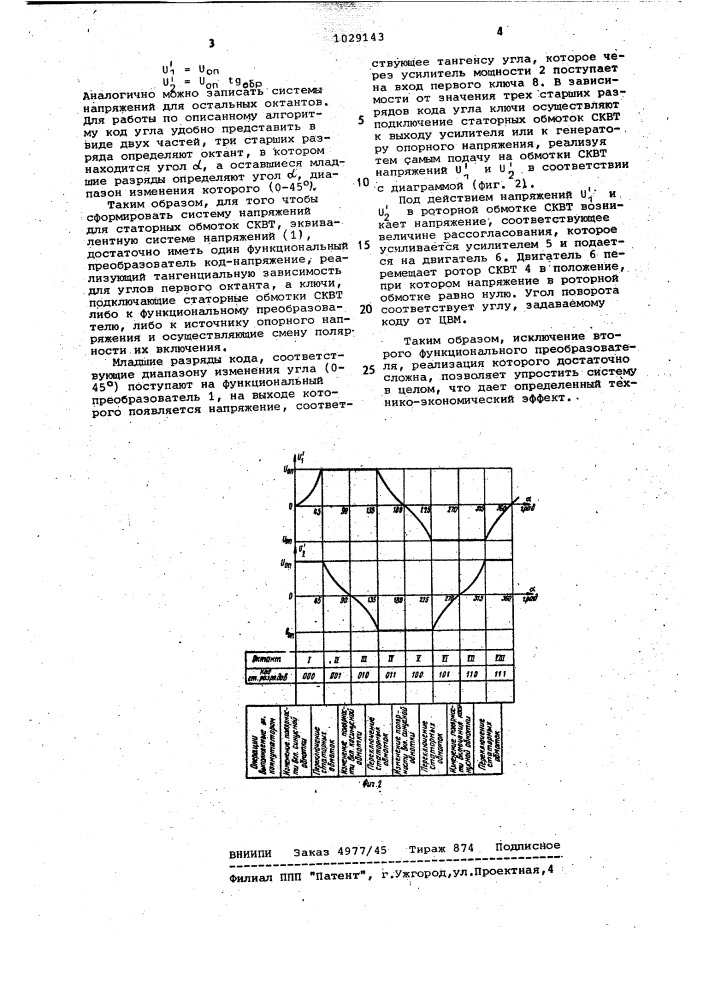 Цифро-аналоговая следящая система (патент 1029143)