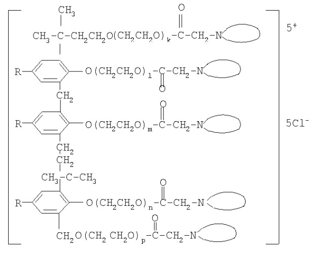 Пента {[поли(этиленокси)карбонилметил]гетерилониевые} производные трифенолов и способ их получения, способ гидрофилизации эпоксидных полимеров, металлическое изделие, футерированное этим полимером и способ предотвращения осаждения из нефти асфальто-смолисто-парафиновых отложений (патент 2318800)