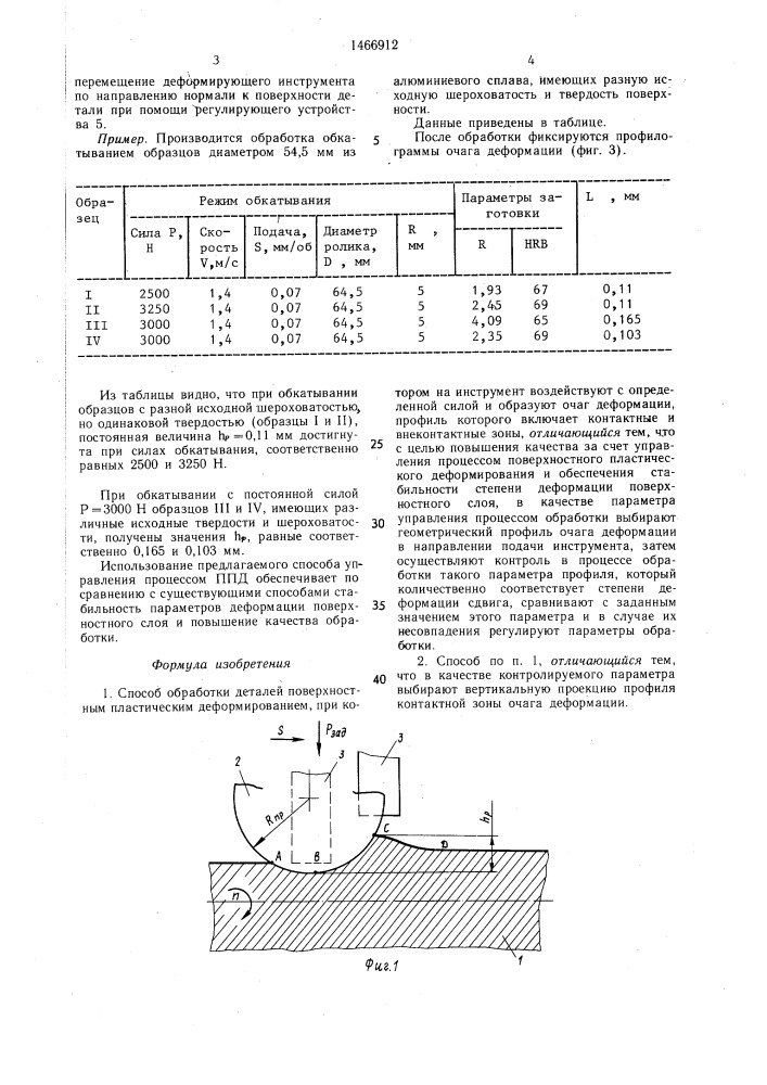 Способ обработки деталей поверхностным пластическим деформированием (патент 1466912)