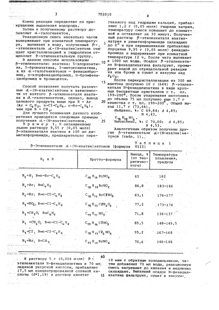 Способ получения ( -изатин) кетонов (патент 702010)