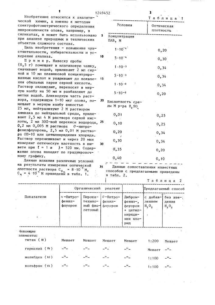 Способ определения олова (патент 1249452)