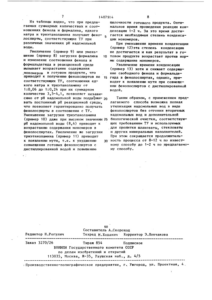 Способ очистки надсмольных вод от фенола и формальдегида (патент 1407914)