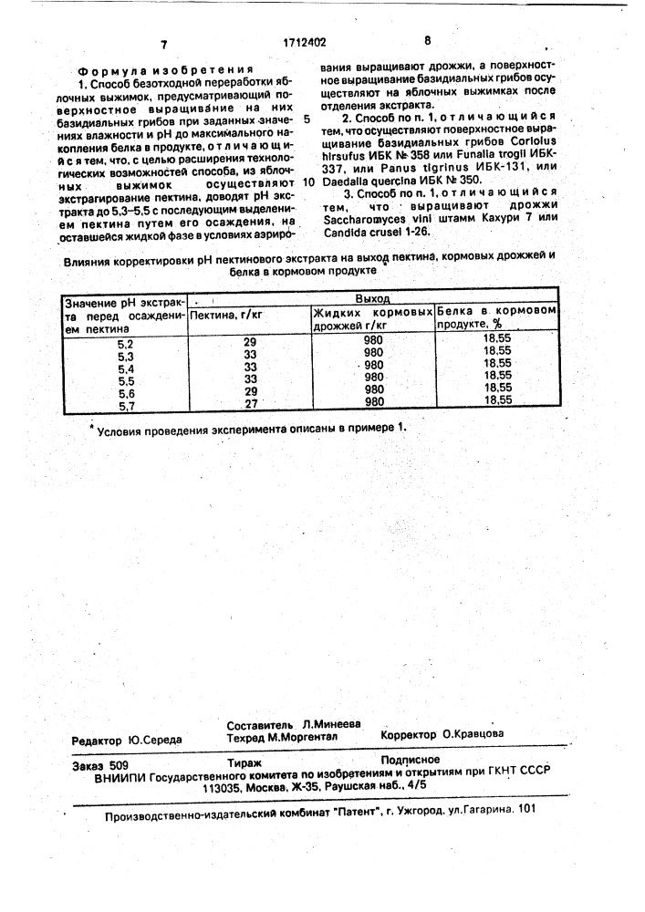 Способ безотходной переработки яблочных выжимок (патент 1712402)