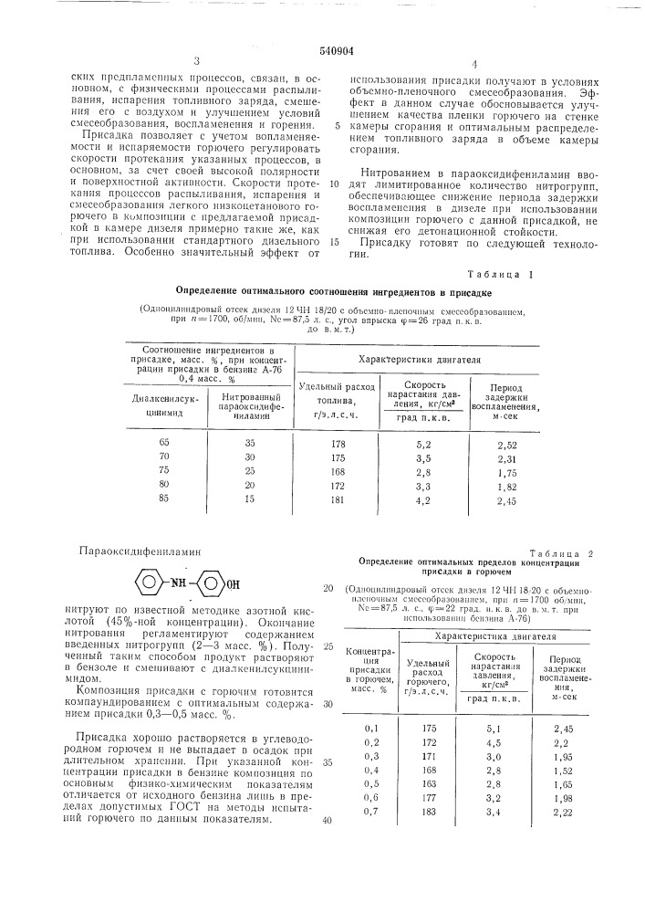 Присадка к углеводородным топливам (патент 540904)