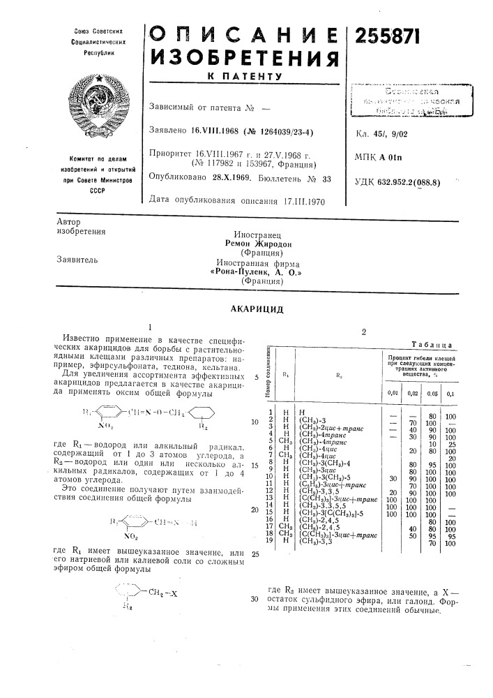 Патент ссср  255871 (патент 255871)