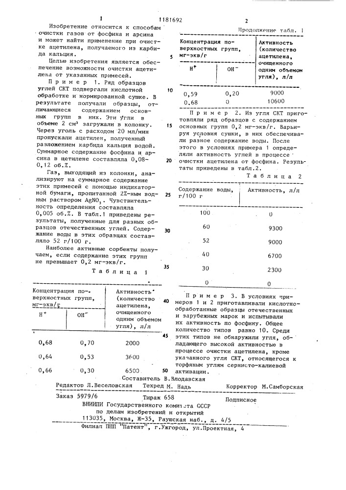 Способ очистки газов от примесей фосфина и арсина (патент 1181692)