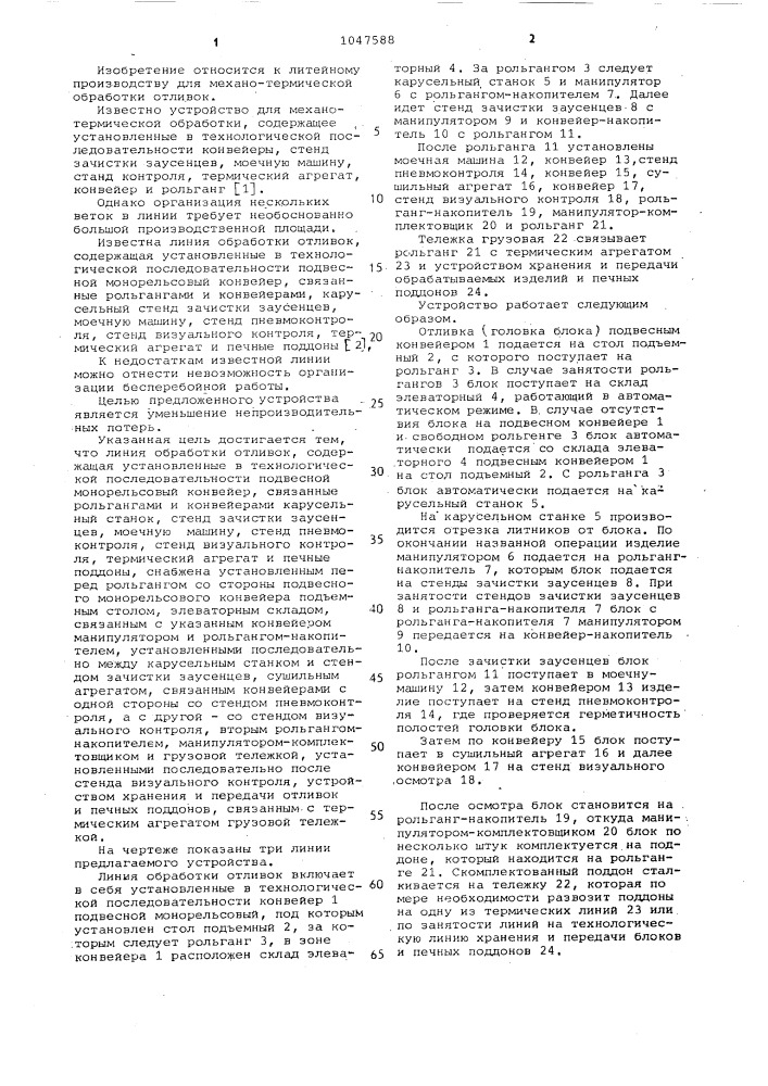 Линия обработки отливок (патент 1047588)