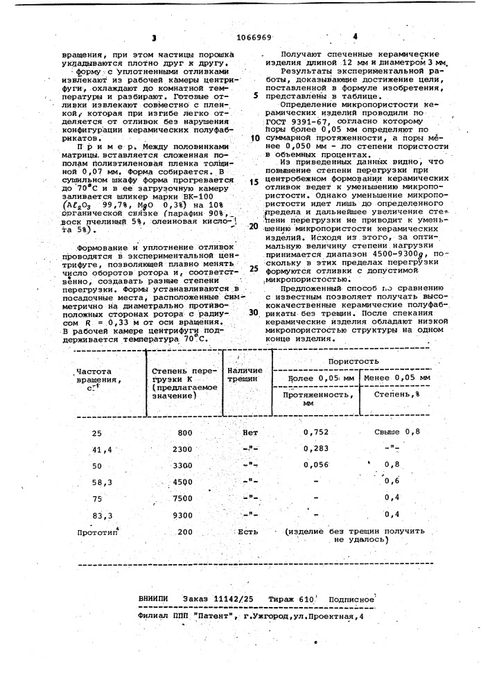 Способ формования керамических изделий (патент 1066969)