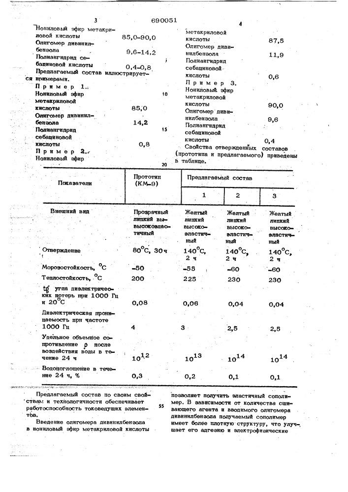 Состав для герметизации токоведущих элементов (патент 690051)