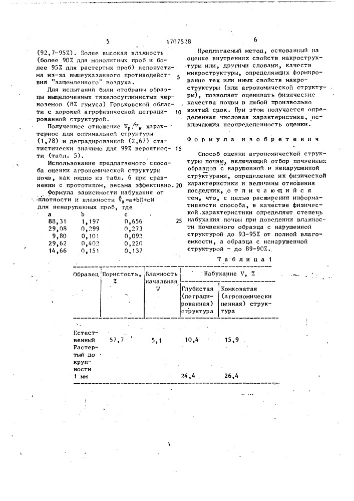 Способ оценки агрономической структуры почвы (патент 1707528)