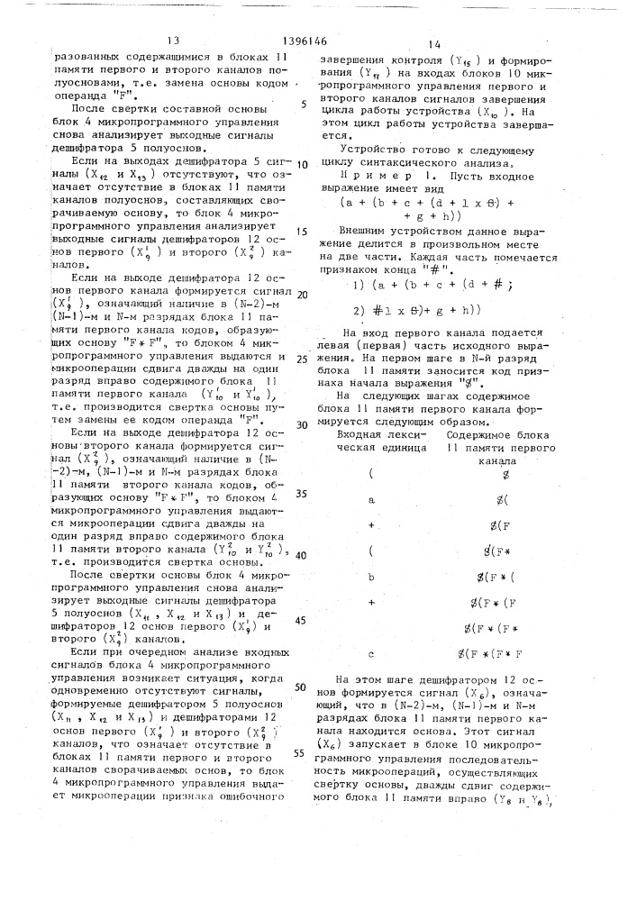 Устройство для синтаксического контроля (патент 1396146)