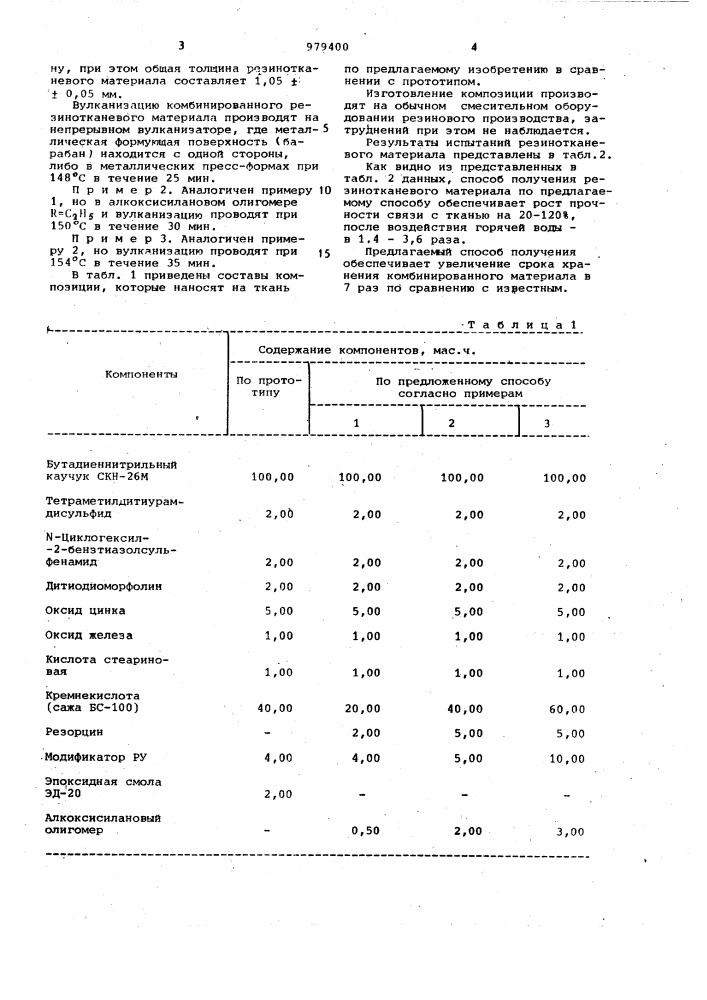 Способ получения резинотканевого материала (патент 979400)