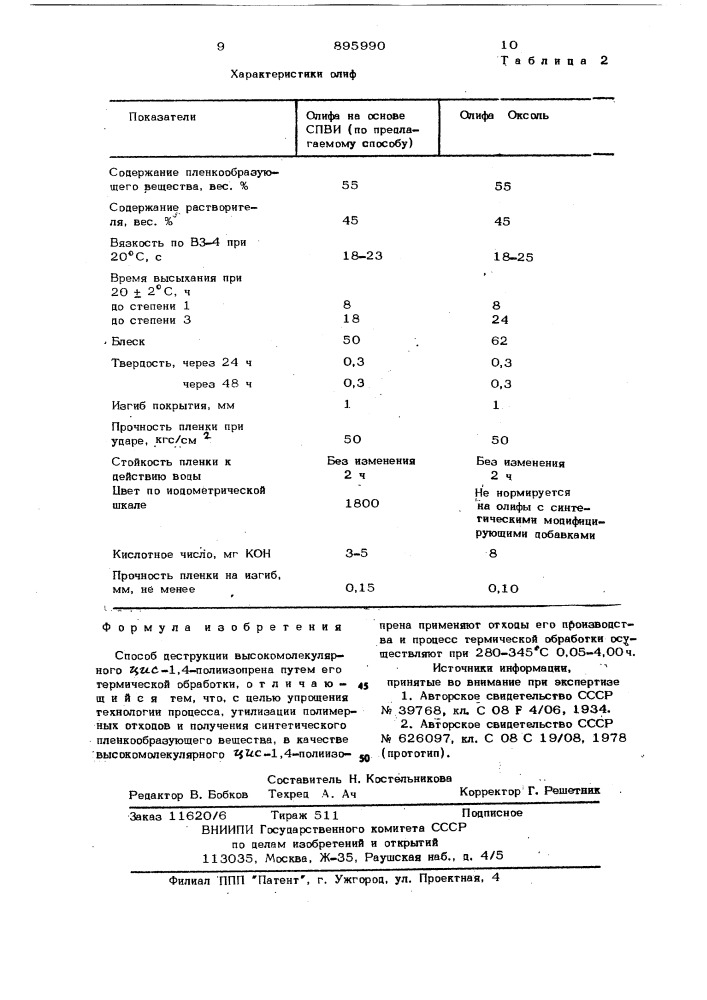 Способ деструкции высокомолекулярного цис-1,4-полиизопрена (патент 895990)