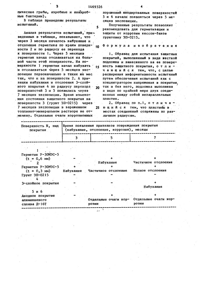 Образец для испытания защитных покрытий (патент 1469326)