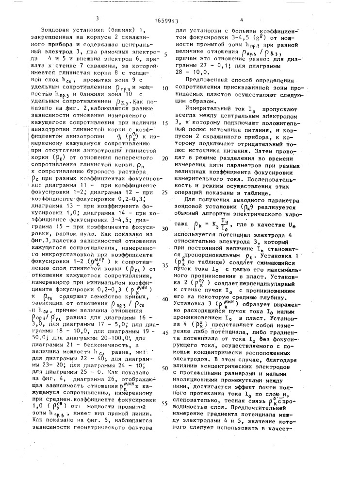 Способ определения сопротивления прискважинной зоны проницаемых пластов (патент 1659943)