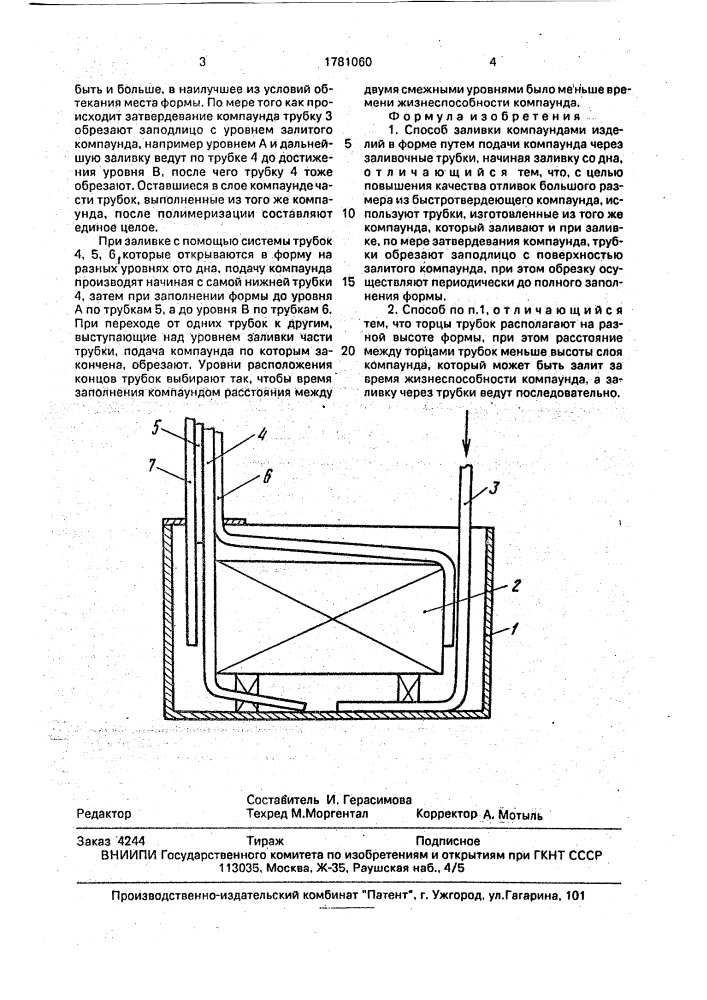Способ заливки компаундами изделий в форме (патент 1781060)
