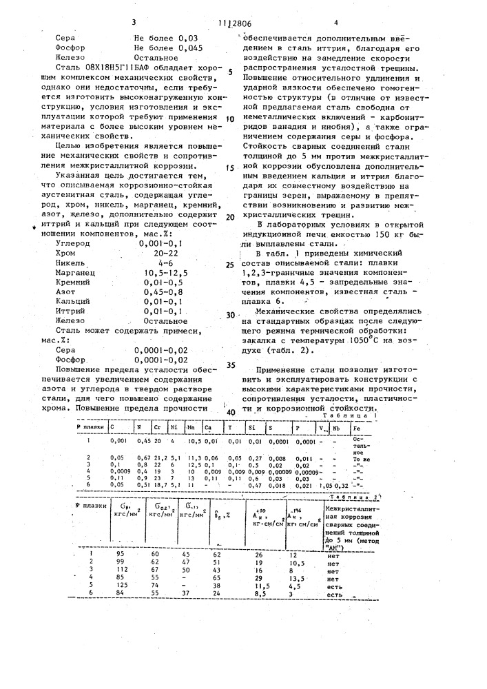 Коррозионно-стойкая аустенитная сталь (патент 1112806)