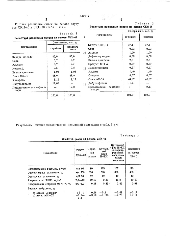 Резиновая смесь на основе бутадиеннитрильного каучука (патент 502917)