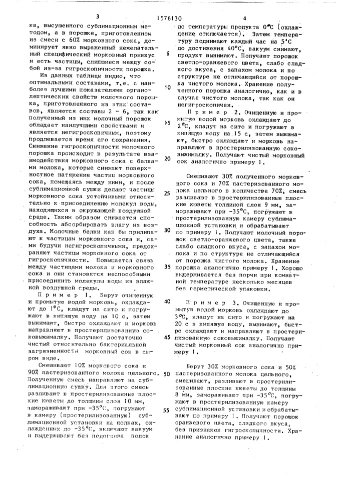 Способ получения сухого молочно-растительного концентрата (патент 1576130)