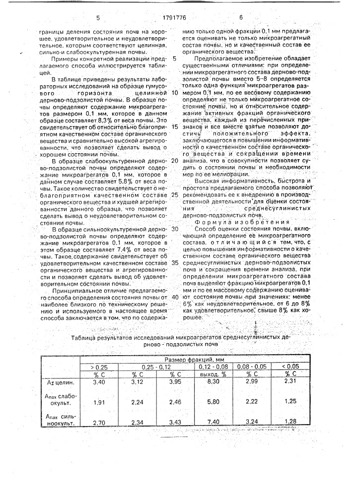 Способ оценки состояния почвы (патент 1791776)