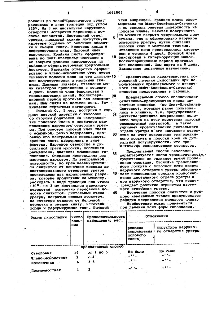 Способ лечения гипоспадии по русакову-кузнецову (патент 1061804)