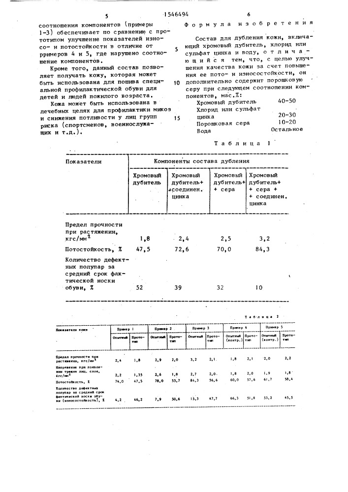 Состав для дубления кожи (патент 1546494)