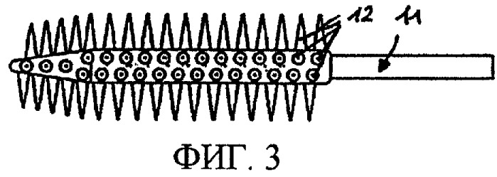 Щетка для нанесения жидких или пастообразных средств, в частности декоративной косметики типа туши для ресниц и способ ее изготовления (патент 2244501)