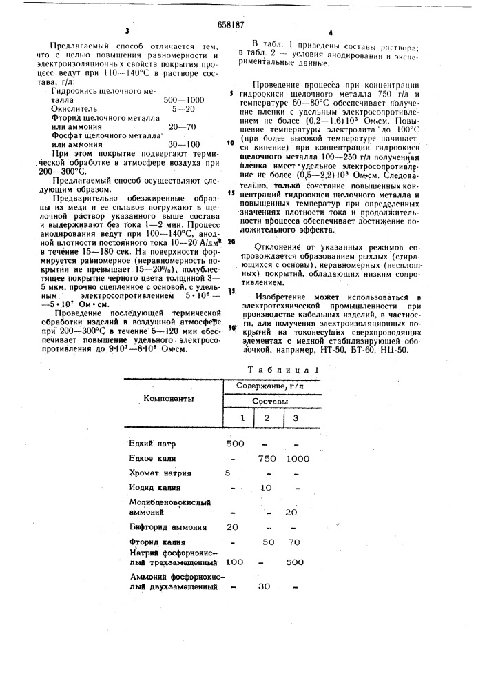 Способ электрохимического оксидирования меди (патент 658187)