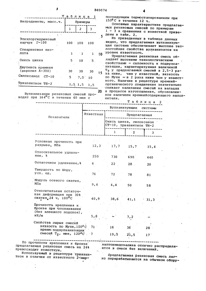 Резиновая смесь на основе эпихлор-гидринового эластомера (патент 840074)