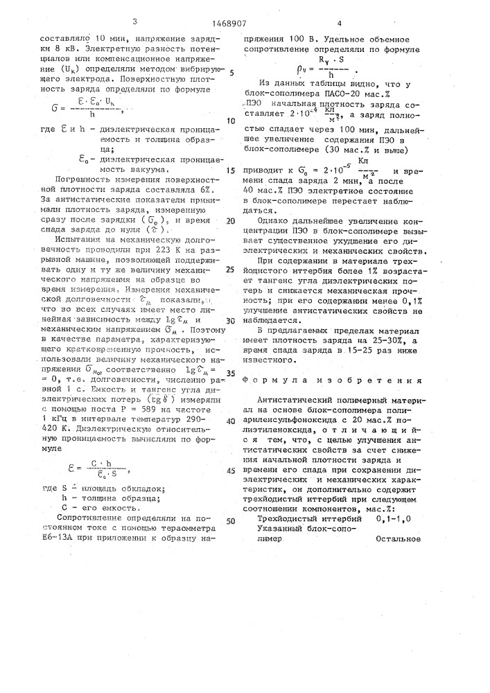 Антистатический полимерный материал (патент 1468907)