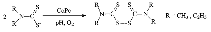 Гомогенные катализаторы окисления диалкилдитиокарбаматов на основе тетра-4-(1-бензотриазолил)-тетра-5-(сульфонафтокси)фталоцианинов кобальта (патент 2580323)