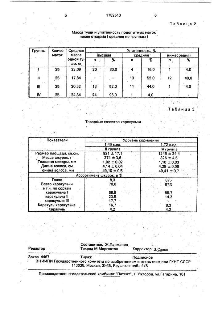 Способ откорма овцематок (патент 1782513)