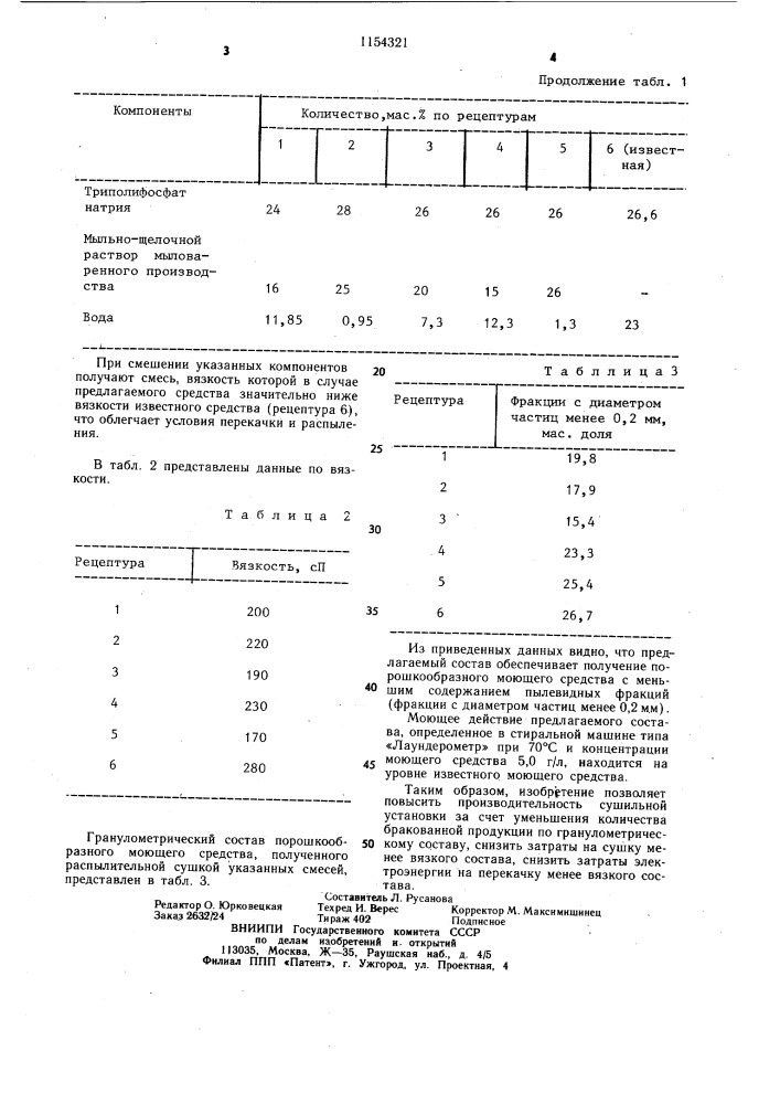 Состав моющего средства (патент 1154321)