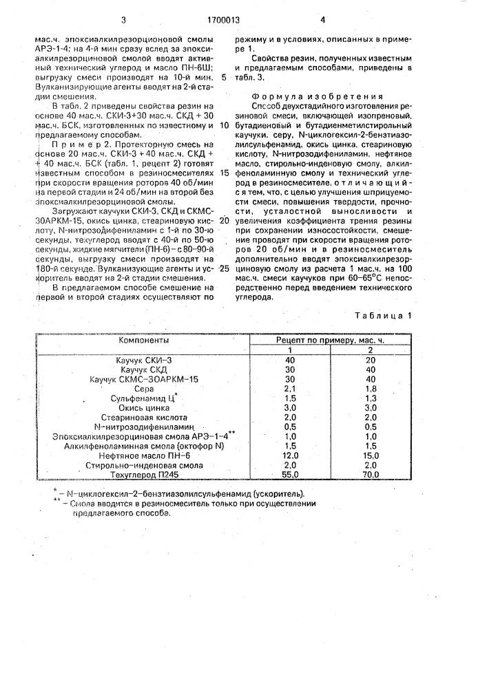 Способ двухстадийного изготовления резиновой смеси (патент 1700013)