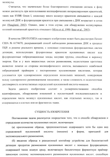 Бесконтактные способы обнаружения молекулярных колоний, наборы реагентов и устройство для их осуществления (патент 2394915)
