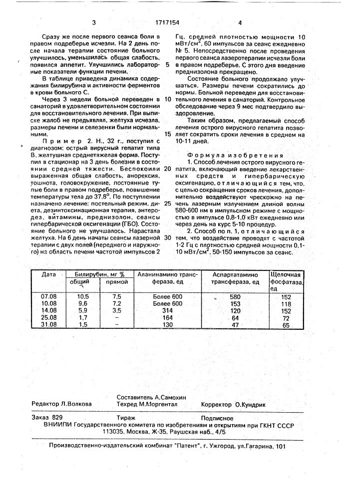 Способ лечения острого вирусного гепатита (патент 1717154)