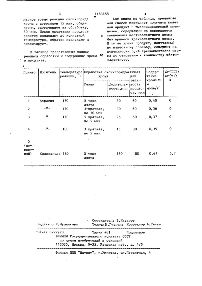 Способ получения дисперсного кремнезема,содержащего на поверхности соединения шестивалентного хрома (патент 1183455)