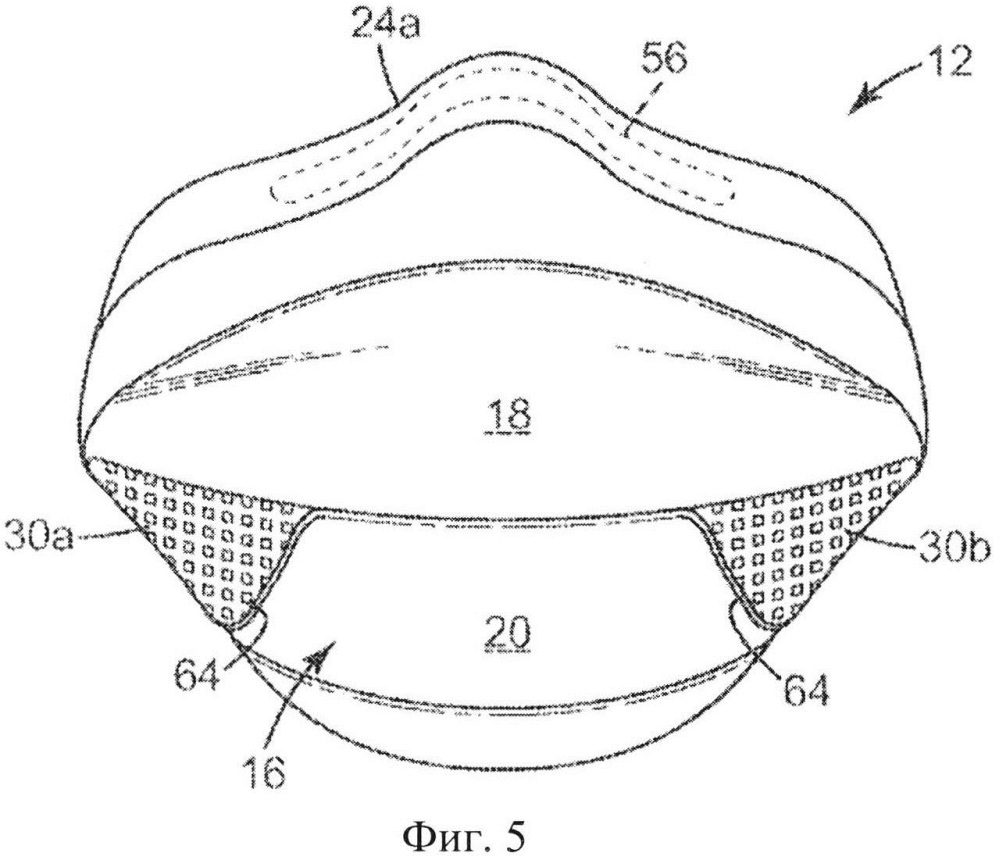 Респиратор в виде фильтрующей лицевой маски со сложенными боковыми планками, активируемыми ремнями (патент 2607974)