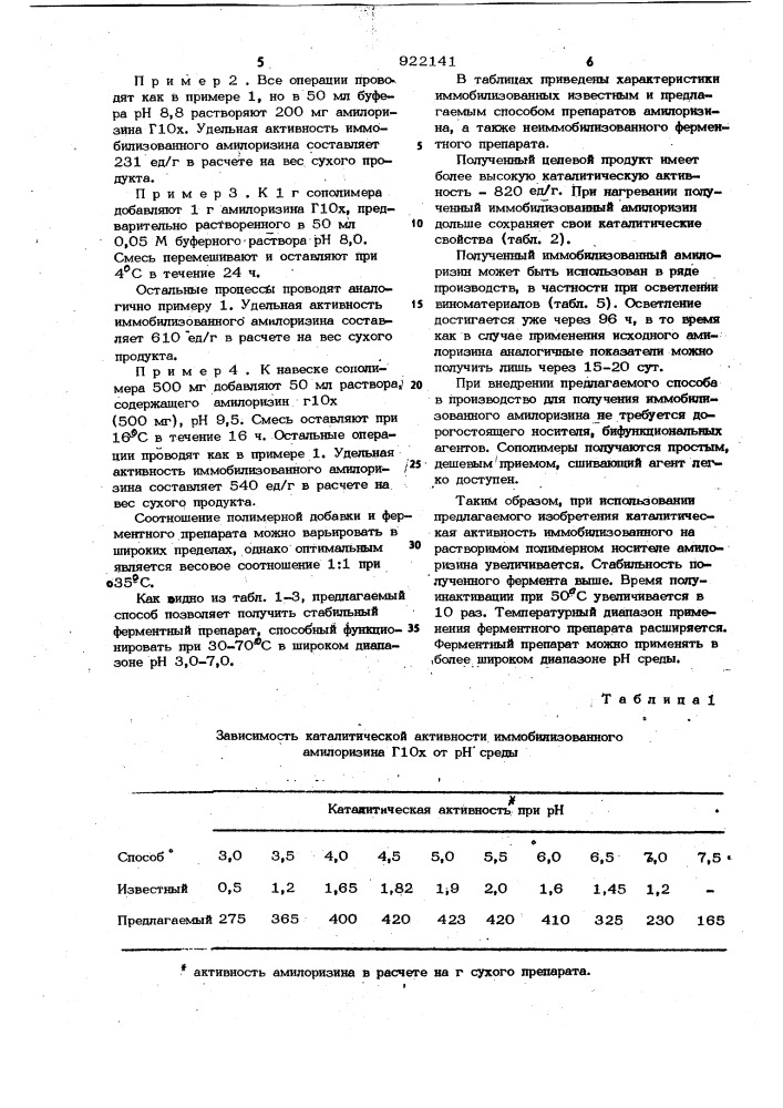 Способ иммобилизации амилоризина г 10х (патент 922141)